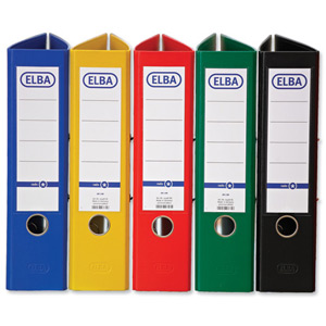 Elba Lever Arch File A4 Coloured Paper Over Board 80mm Spine Assorted Ref 100025220 [Pack 10]