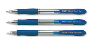 Pilot Super Grip Ball Pen Retractable 1.0mm Tip 0.4mm Line Blue Ref BPGP10RM03 [Pack 12]