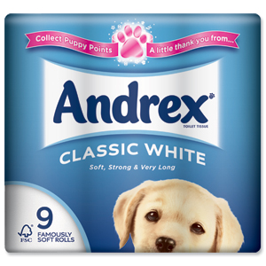 Andrex Toilet Rolls 2-Ply 240 Sheets Classic White Ref VKC4970125 [Pack 9]
