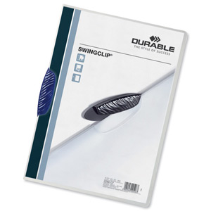 Durable Swingclip Folder Polypropylene Capacity 30 Sheets A4 Blue Ref 2260/07 [Pack 25]