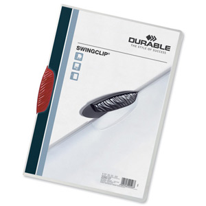 Durable Swingclip Folder Polypropylene Capacity 30 Sheets A4 Red Ref 2260/03 [Pack 25]