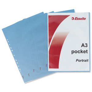 Esselte Pocket Polypropylene Multipunched Reinforced Top-opening A3 Portrait Clear Ref 47181 [Pack 10]