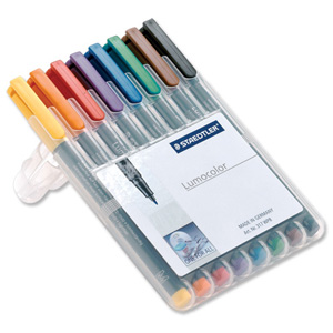 Staedtler 312 Lumocolor Pen Non-permanent Broad 1.0-2.5mm Line Assorted Ref 312WP8 [Wallet 8]