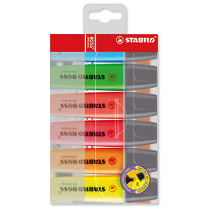 Stabilo Boss Highlighters Chisel Tip 2-5mm Line Assorted Ref 70/6 [Wallet 6]