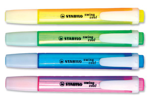 Stabilo Swing Cool Highlighter Water-based Chisel Tip 1-4mm Line Assorted Ref 275/4 [Wallet 4]