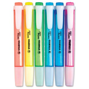 Stabilo Swing Cool Highlighter Water-based Chisel Tip 1-4mm Line Assorted Ref 275/6 [Wallet 6]