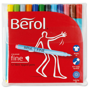 Berol Colour Fine Pen with Washable Ink 0.6mm Line Assorted Ref S0376510 [Wallet 12]