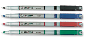 Stabilo Sensor 189 Fineliner Pen Water-based Ink 0.8 Tip 0.3mm Line Assorted Ref 189/4 [Wallet 4]
