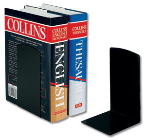 Helix Bookends Heavy-duty Metal W100xH180mm Black Ref V52070 [Pack 2]