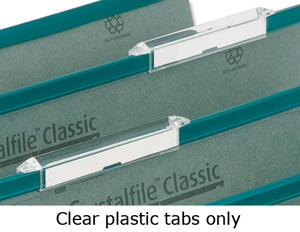 Rexel Crystalfile Classic Tabs Extra-deep Plastic for Linked Suspension File Clear Ref 78289 [Pack 50]