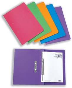 Concord Bright Transfer Spring File 290gsm Capacity 38mm Foolscap Assorted Ref 55399/553 [Pack 25]