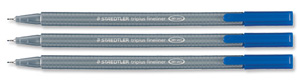 Staedtler Triplus Fineliner Pen Ergonomic Barrel 0.8mm Tip 0.3mm Line Blue Ref 334-3 [Pack 10]
