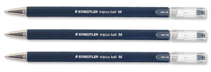 Staedtler Triplus Ball Pen Ergonomic Triangular Barrel 1.0mm Tip 0.4mm Line Black Ref 431M9 [Pack 10]