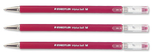 Staedtler Triplus Ball Pen Ergonomic Triangular Barrel 1.0mm Tip 0.4mm Line Red Ref 431M2 [Pack 10]