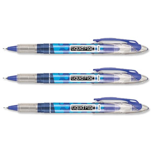 Paper Mate Liquid Flair Fineliner Pen Extra Fine 0.6mm Tip 0.3mm Line Blue Ref S0191163 [Pack 12]