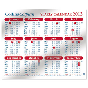 Collins 2013 Calendar Yearly Planner Double-sided Full 12 Months W260xH210mm Ref CDS1
