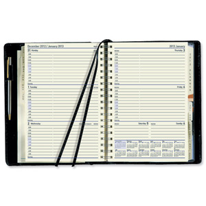 Collins Elite 2013 Compact Diary Wirobound Week to View Hourly W127xH190mm Black Ref 1150VBLK