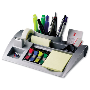 Desktop Organiser Pen Pot Weighted Base Silver