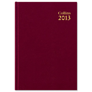 Collins 2013 Desk Diary Day to Page Current and Forward Year Planners W210xH297mm A4 Burgundy Ref 44BUR