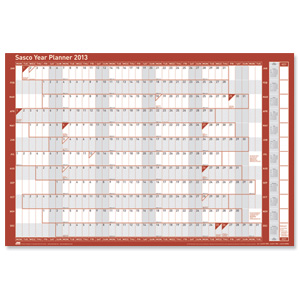 Sasco 2013 Year Planner Unmounted Write-on Write-off Surface W915xH610mm Ref 2400591