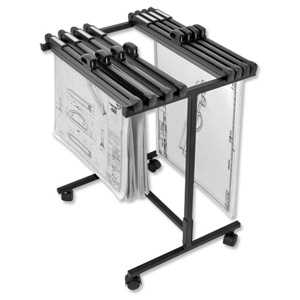 Arnos Hang-A-Plan CAD Mobile Project FileTrolley with 8 Clamps W485xD410xH662mm Black Ref D010