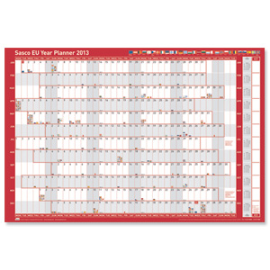 Sasco 2013 EU Year Planner Mounted with National Flags and Symbols W915xH610mm Ref 2400598