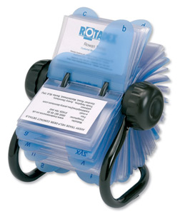 Rotadex Rotamate Rotary Business Card File with 200 Sleeves and A-Z Index Black Ref RMBCBK