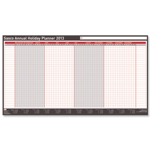 Sasco 2013 Annual Holiday Planner Unmounted Single-sided 33 Staff Week by Week W750xH410mm Ref 2400606
