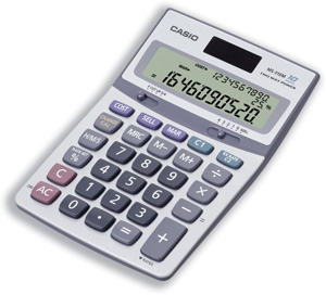 Casio Calculator Desktop 3 Line Display Tax Cost-sell Margin 103x155x30mm Silver Ref MS310