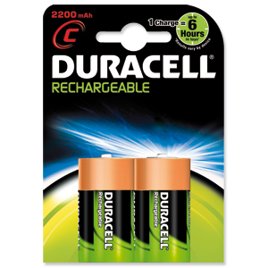 Duracell Battery Rechargeable Accu NiMH 2200mAh C Ref 81364720 [Pack 2]