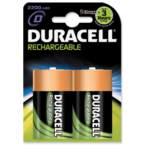 Duracell Battery Rechargeable Accu NiMH 2200mAh D Ref 81364737 [Pack 2]