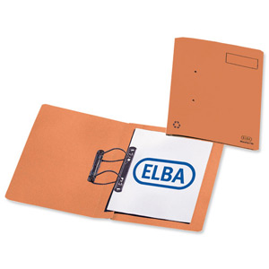 Elba Heavyweight Spring File Manilla 380gsm Foolscap Orange Ref 100092106 [Pack 25]