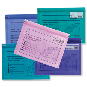 Snopake Zippa Bag Plastic Folder Zip Pull Flexible A5 Assorted Ref 14135 [Pack 25]