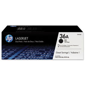 Hewlett Packard [HP] No. 36A Laser Toner Cartridge Page Life 2000pp Black Ref CB436AD [Pack 2]