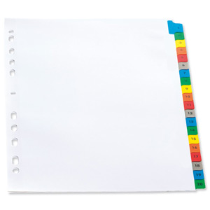 Elba Index Mylar-reinforced Europunched 1-20 with Coloured Mylar Tabs A4 White Ref 100209108