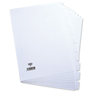 Elba Card Divider Unpunched 10-Part A4 White Ref 400010784 [Pack 25]