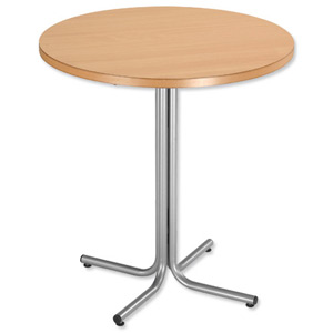 Trexus Cafe Table Round Silver-effect Frame Dia700xH755mm Beech