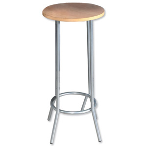 Trexus Cafe Table Round High Silver-effect Frame Dia500xH1100mm Beech