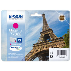 Epson T7023 Inkjet Cartridge Eiffel Tower XL High Capacity Page Life 2000pp Magenta Ref C13T70234010 Ident: 696A