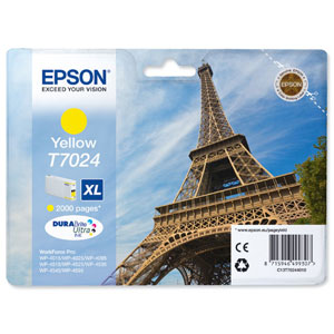 Epson T7024 Inkjet Cartridge Eiffel Tower XL High Capacity Page Life 2000pp Yellow Ref C13T70244010