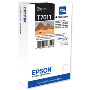 Epson T7011 Inkjet Cartridge Extra High Capacity Page Life 3400pp Black Ref C13T70114010