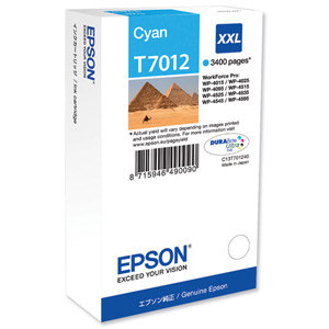 Epson T7012 Inkjet Cartridge Extra High Capacity Page Life 3400pp Cyan Ref C13T70124010