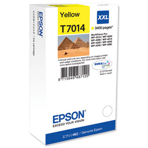 Epson T7014 Inkjet Cartridge Extra High Capacity Page Life 3400pp Yellow Ref C13T70144010