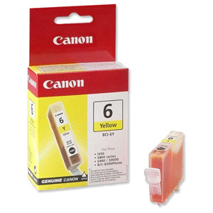 Canon BCI-6Y Inkjet Cartridge Page Life 280pp Yellow Ref 4708A002