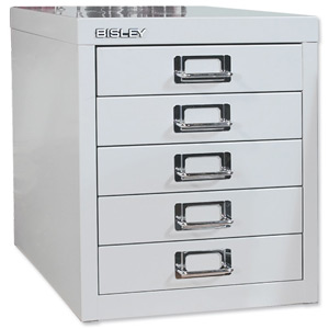 Bisley Multidrawer Cabinet Non-locking 5-Drawer each H51mm W279xD408xH325mm Goose Grey Ref 12/5