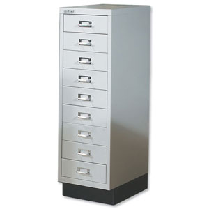 Bisley Multidrawer Cabinet Non-locking 9-Drawer each H87mm W279xD408xH940mm Goose Grey Ref 39/9