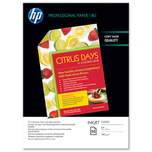 Hewlett Packard [HP] Superior Inkjet Paper Double-sided Glossy 180gsm A4 Ref C6818A [50 Sheets]