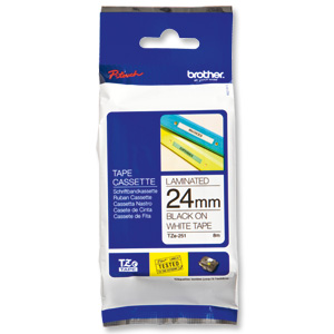 Brother P-touch TZE Label Tape 24mmx8m Black on White Ref TZE251