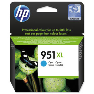 Hewlett Packard [HP] No. 951XL Inkjet Cartridge High Capacity Page Life 1300pp Cyan Ref CN046AE-BGX Ident: 698A