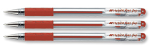 Pentel Hybrid Gel Grip Rollerball Pen 0.6mm Tip 0.3mm Line Red Ref K116E-B [Pack 12]